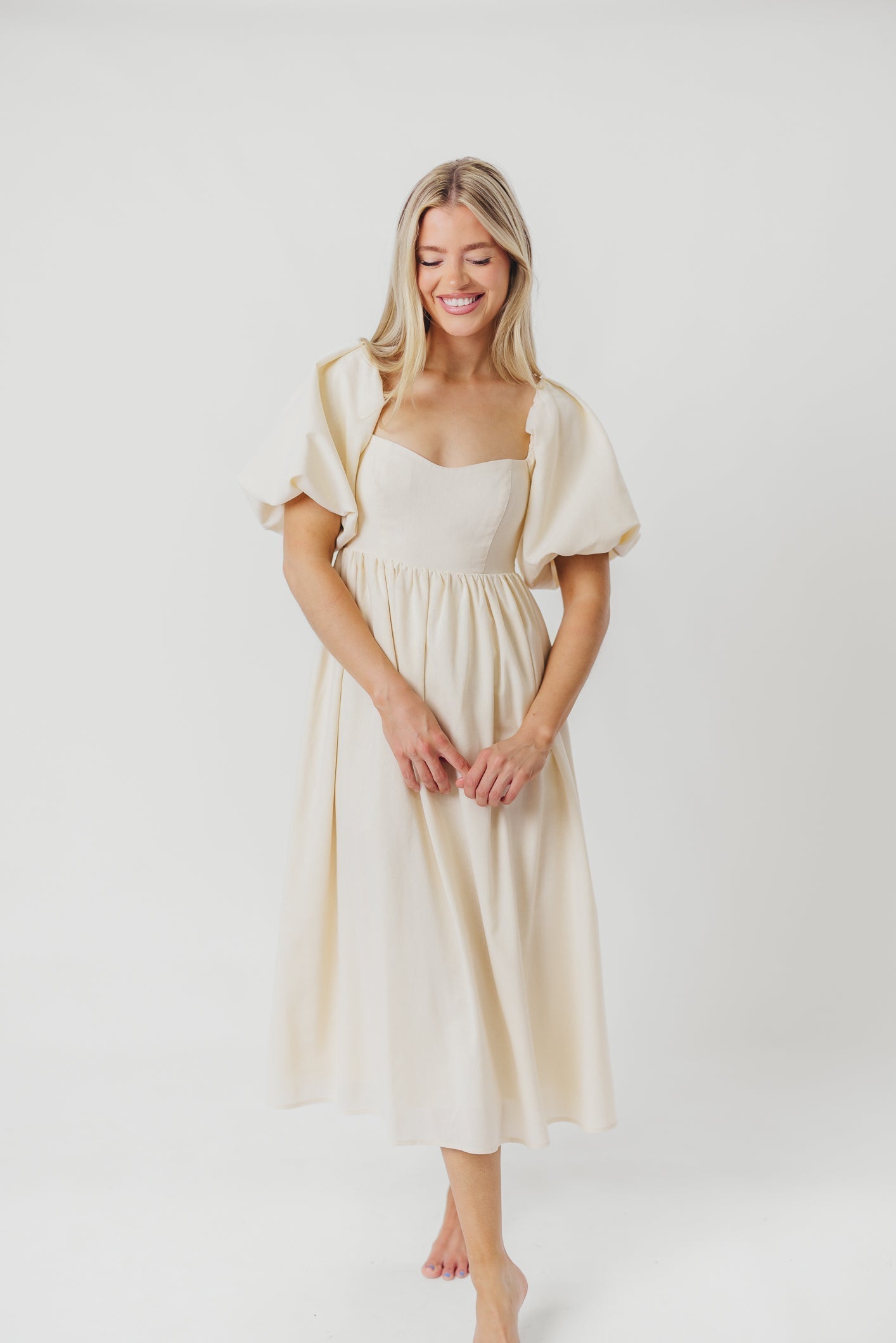 Hamilton Midi-jurk in ivoor - Moederschapsvriendelijk (S-XL)