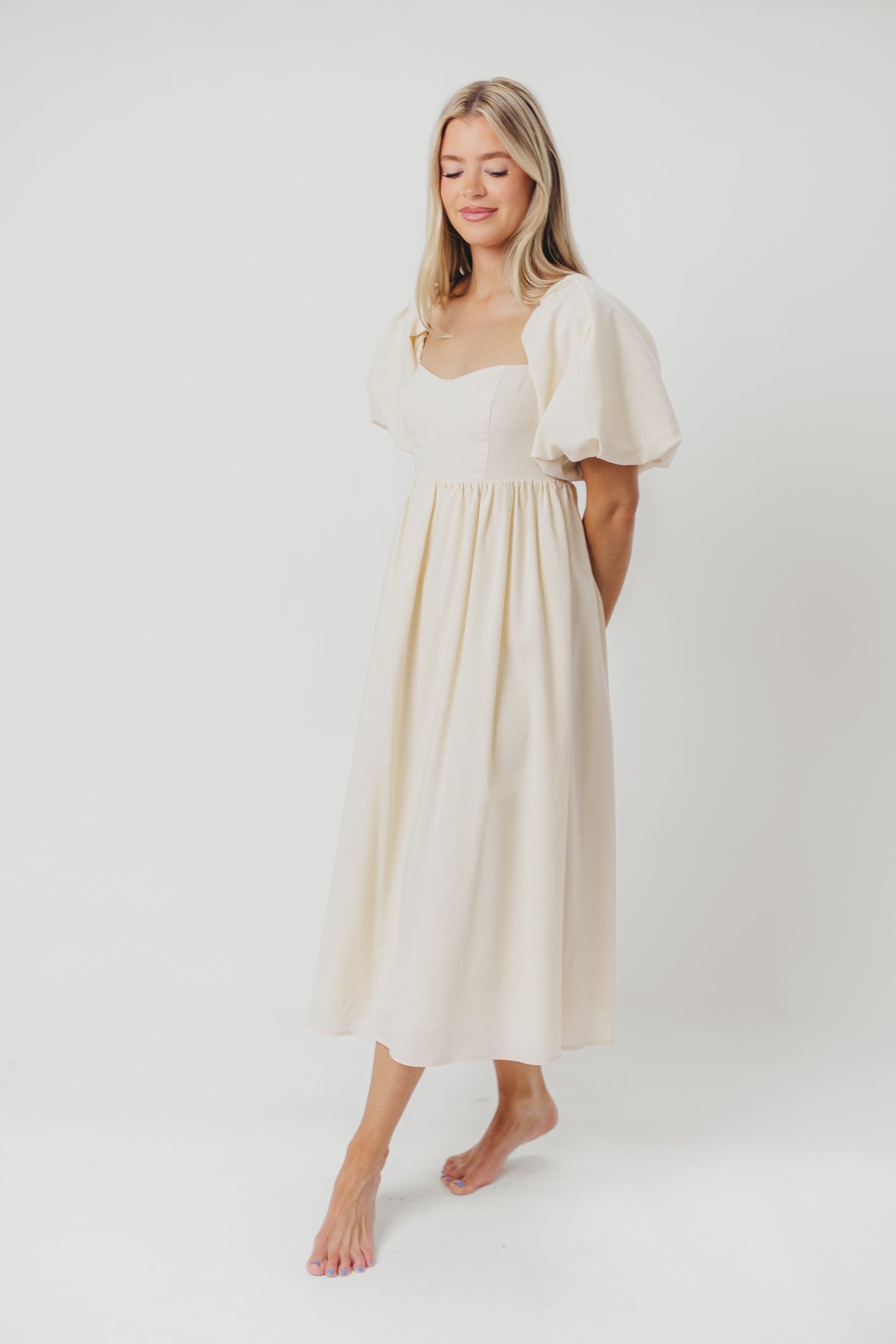Hamilton Midi-jurk in ivoor - Moederschapsvriendelijk (S-XL)