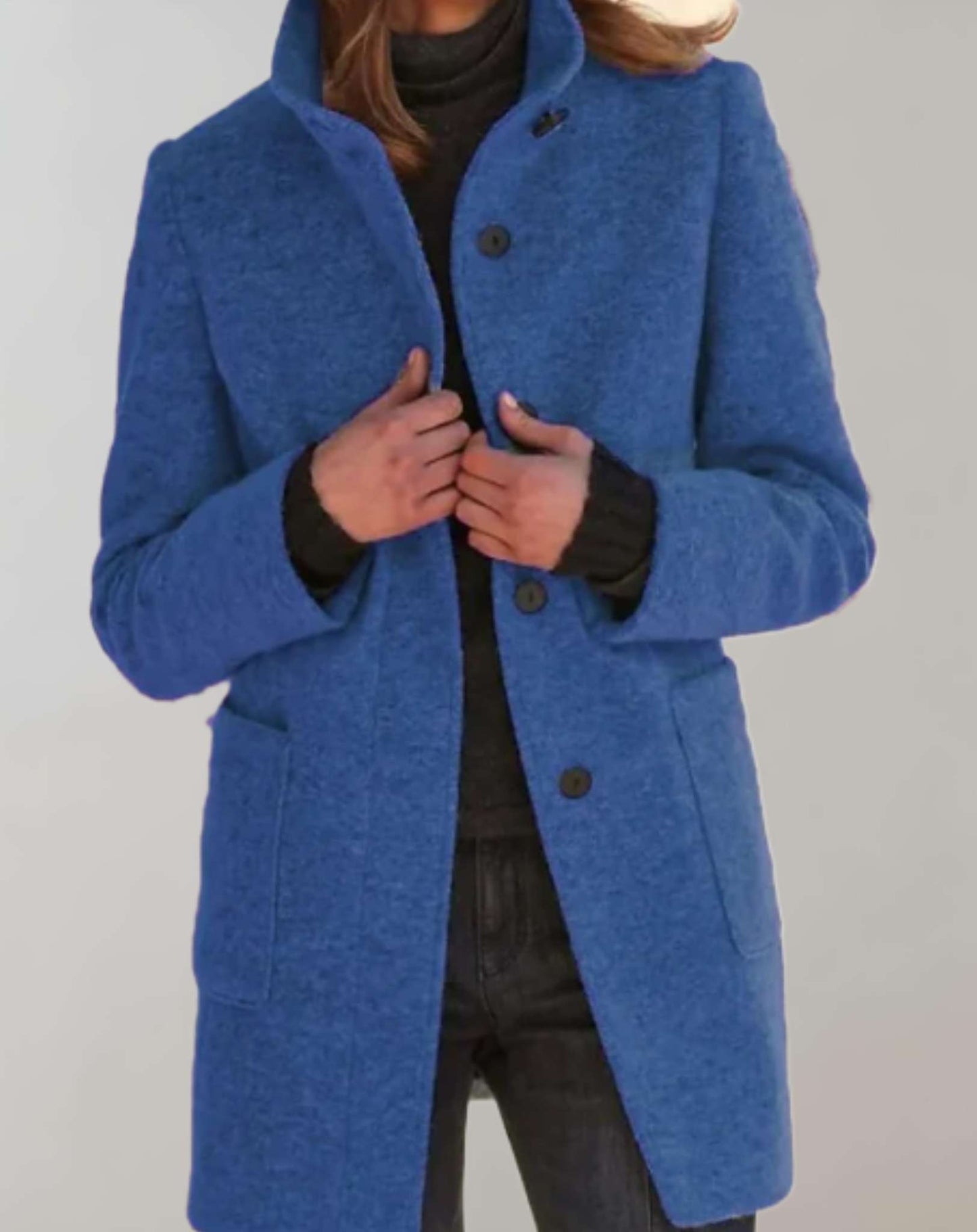 Arvey | elegante halflange wollen jas met hoge hals