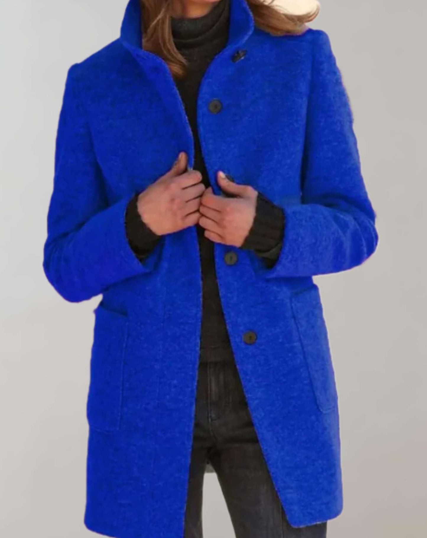 Arvey | elegante halflange wollen jas met hoge hals