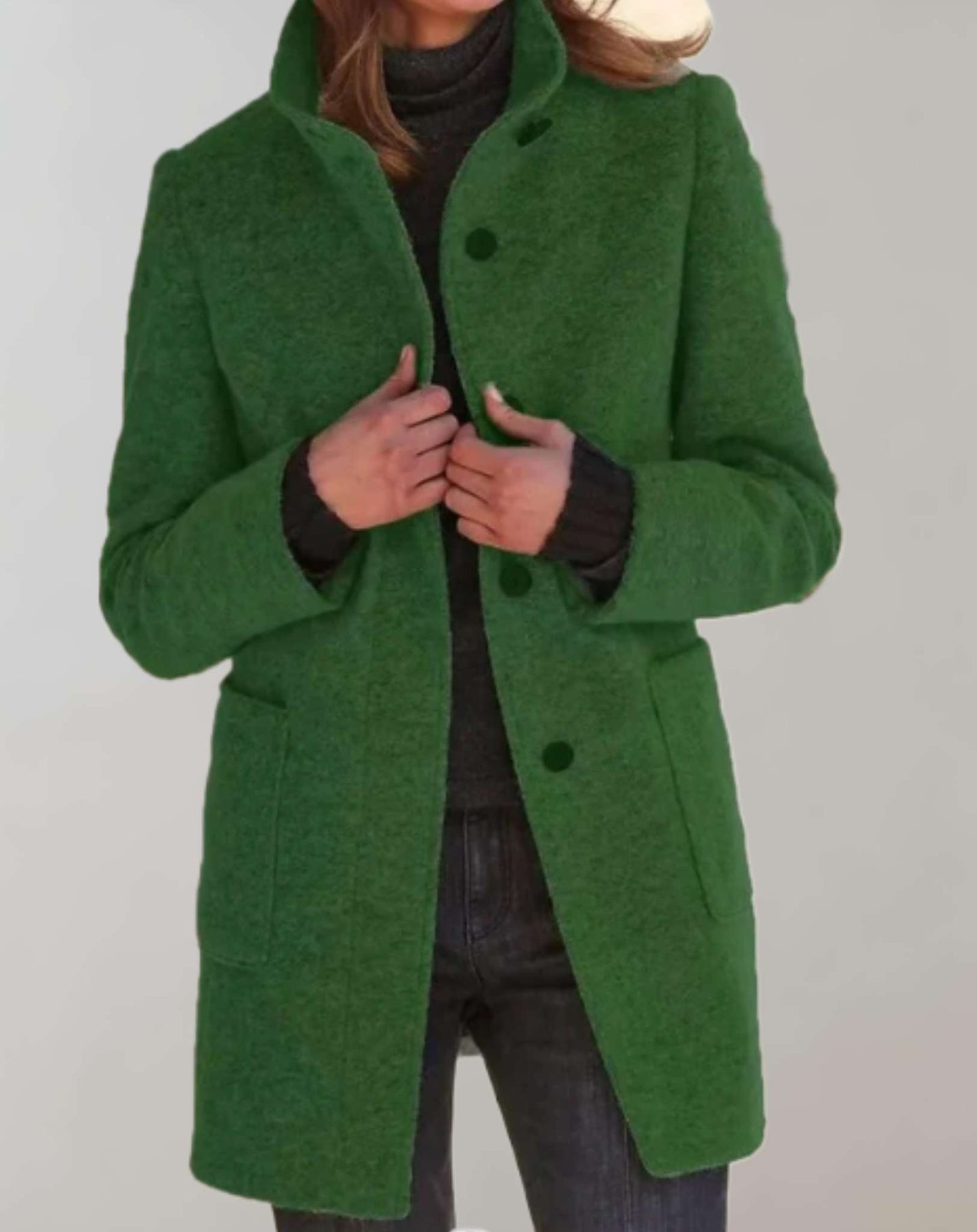 Arvey | elegante halflange wollen jas met hoge hals
