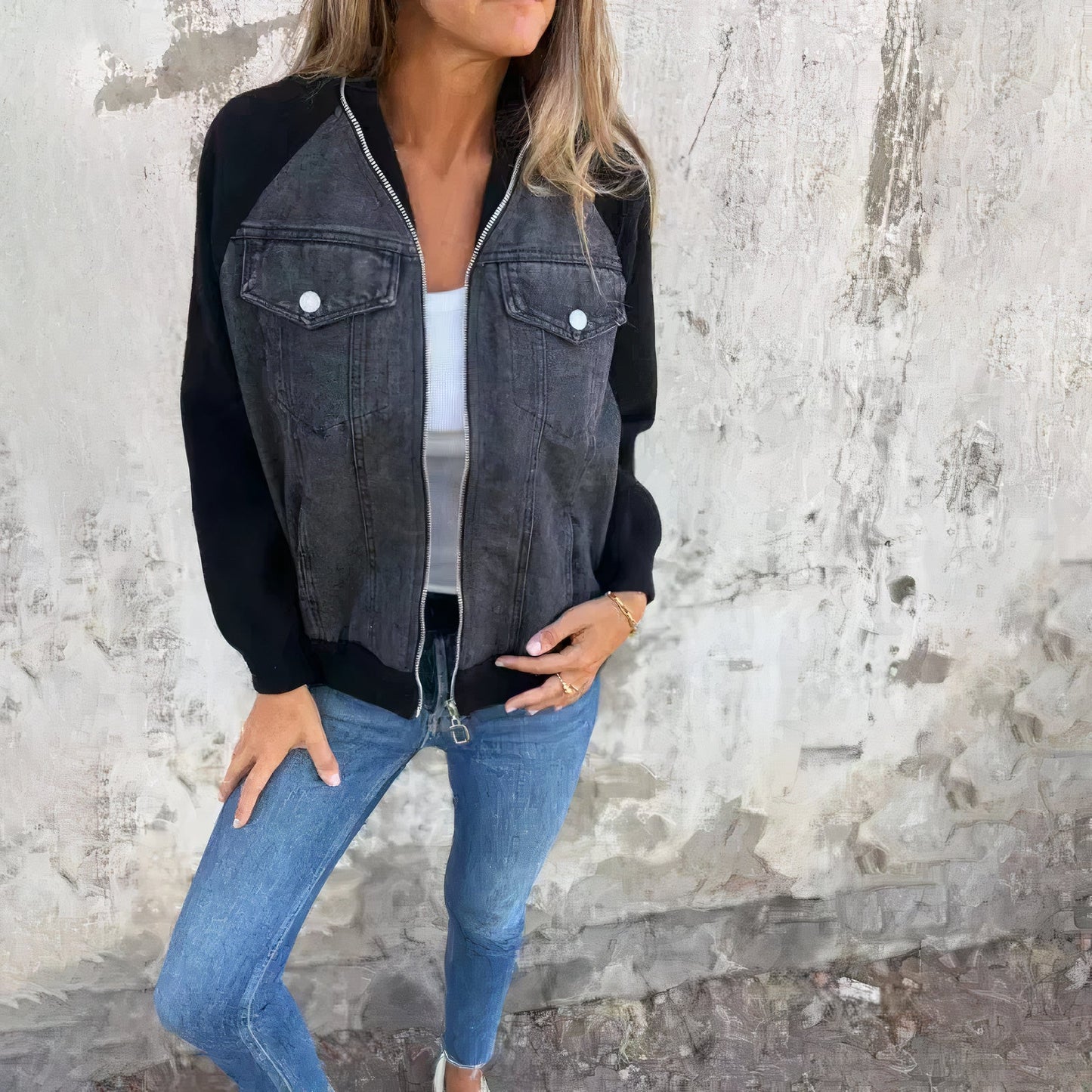 Denim bomberjas vrouwen - Judit