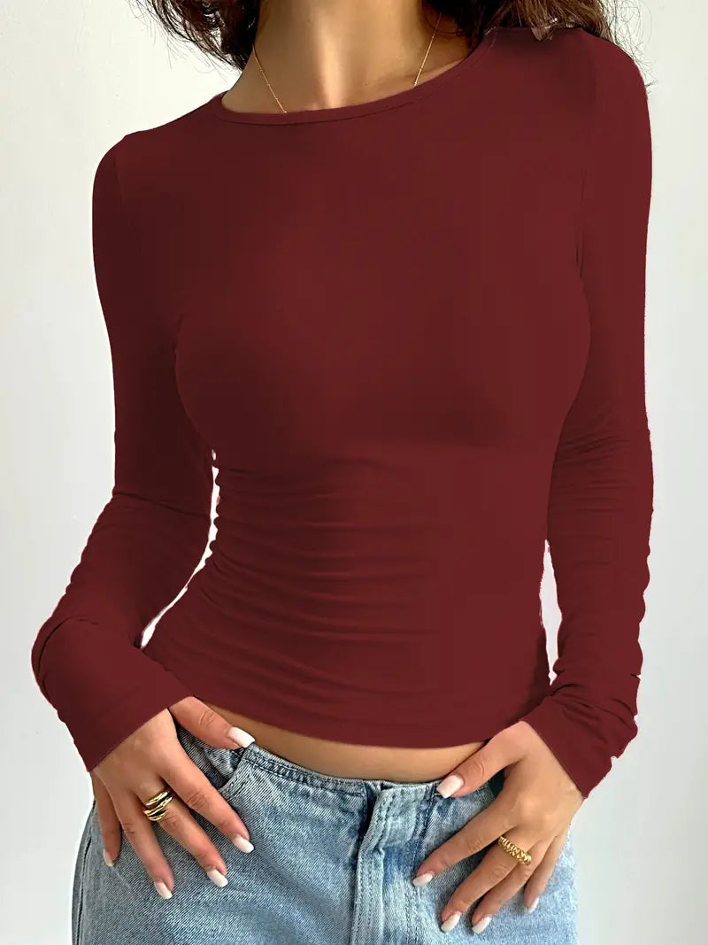 Savannah - t-shirt met lange mouwen en ronde hals