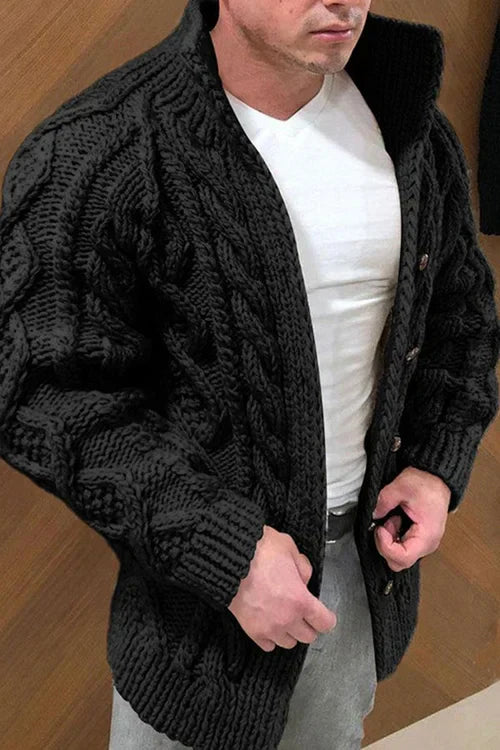 Dawe - herencardigan met suède kraag