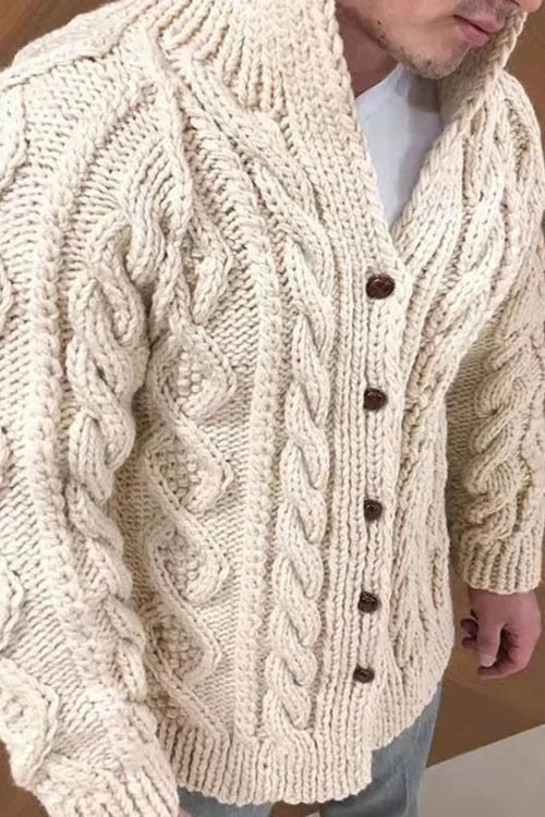 Dawe - herencardigan met suède kraag