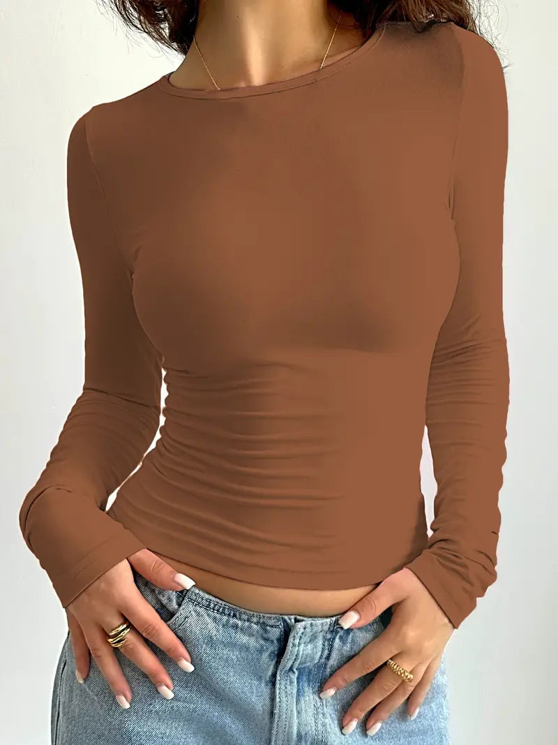 Savannah - t-shirt met lange mouwen en ronde hals