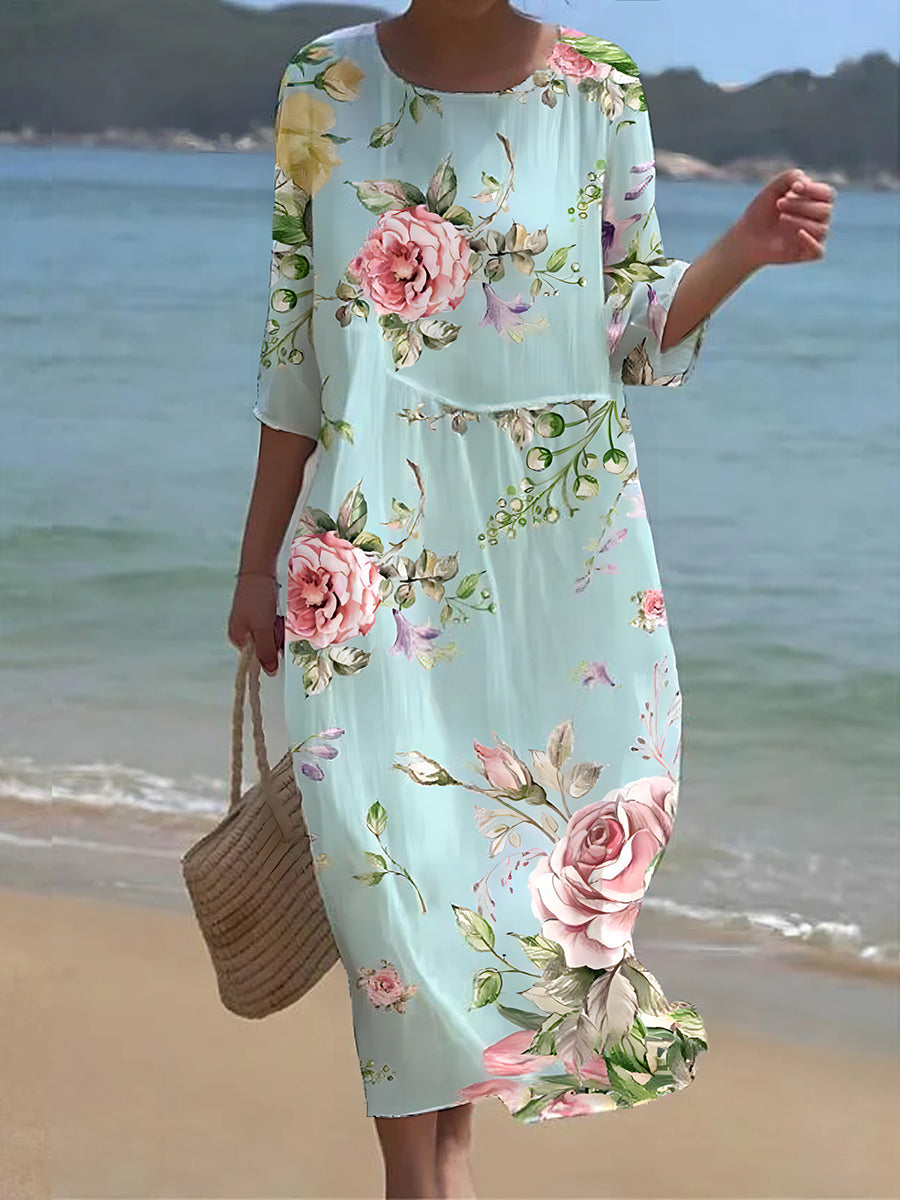 Jhea | retro bloemen maxi dress voor dames