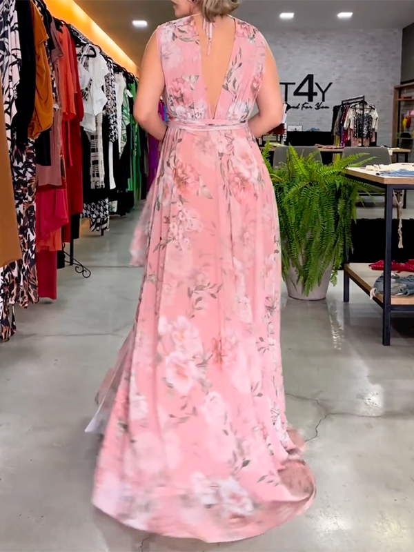 Elegante maxi-jurken met V-rug