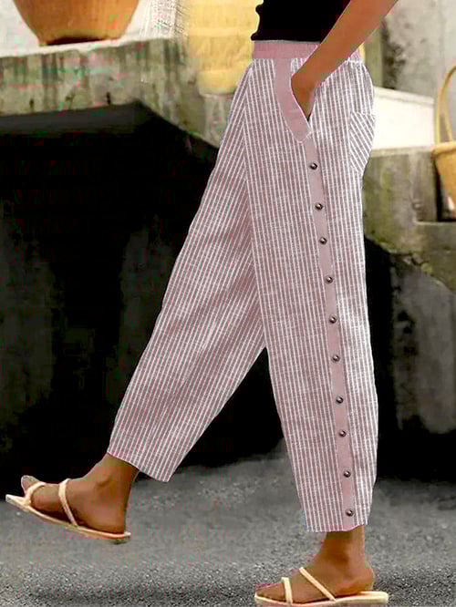 Casual broek met gestreepte print voor dames