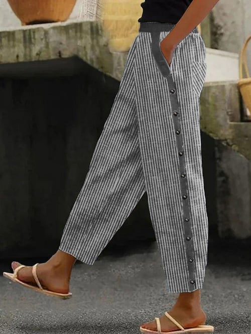 Casual broek met gestreepte print voor dames