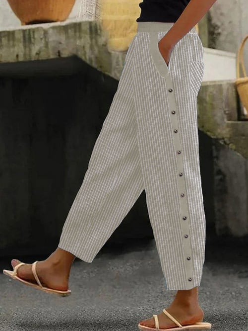 Casual broek met gestreepte print voor dames