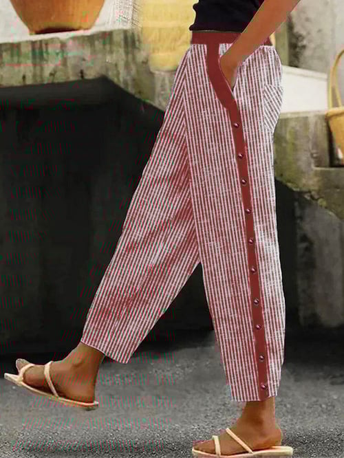 Casual broek met gestreepte print voor dames