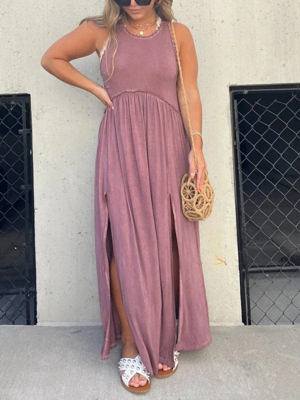 Draag een eenvoudige casual losse maxi-lange jurk