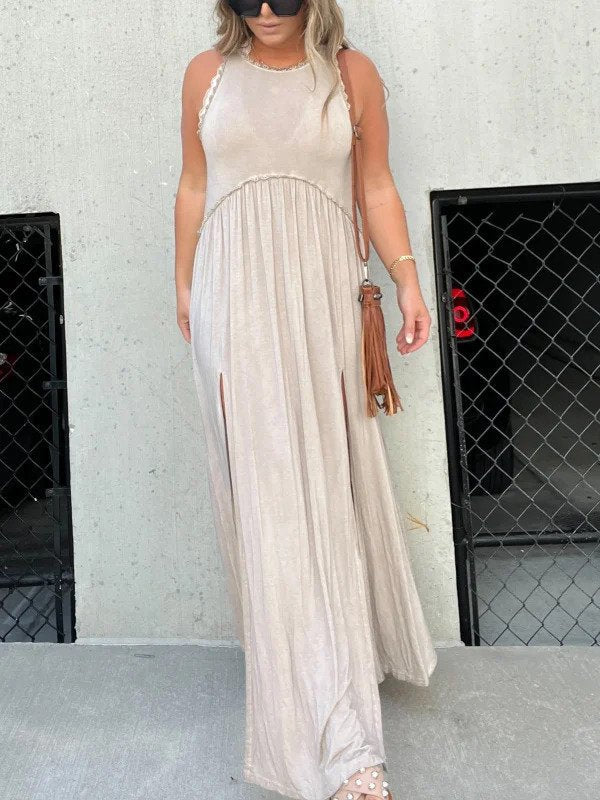 Draag een eenvoudige casual losse maxi-lange jurk
