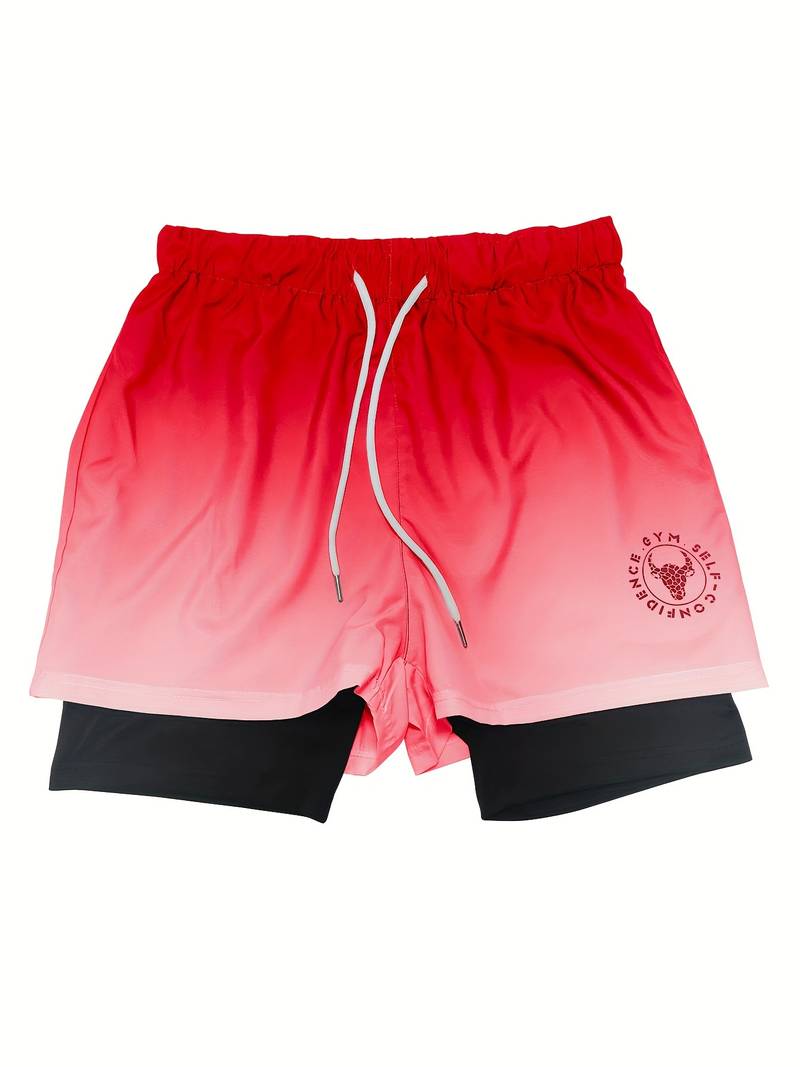 Alexander 2-in-1 dubbellaagse ombre short voor heren