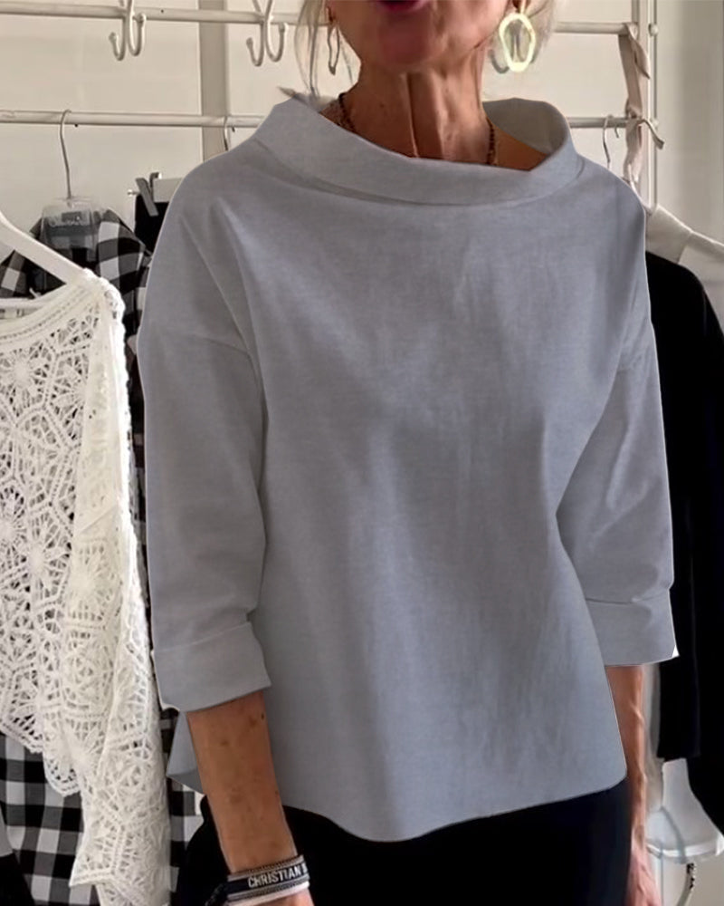 Casual - top met effen revers