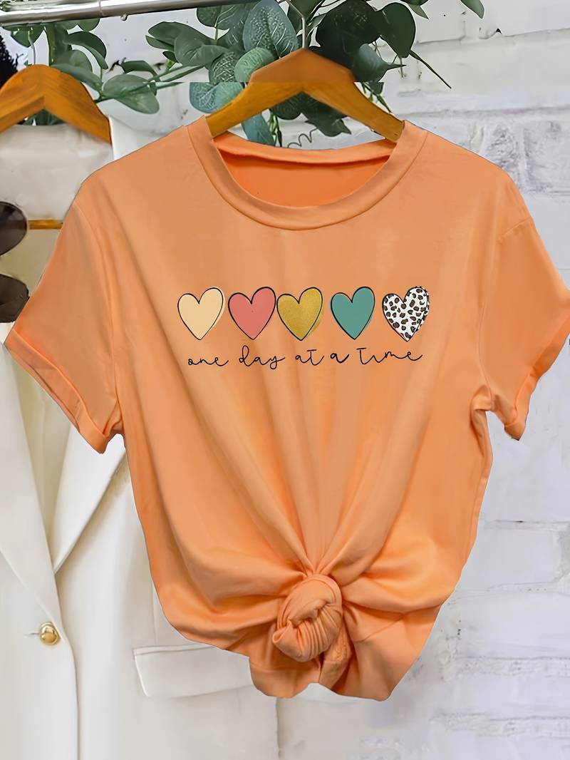 Chloe – t-shirt met hartletterprint en ronde hals