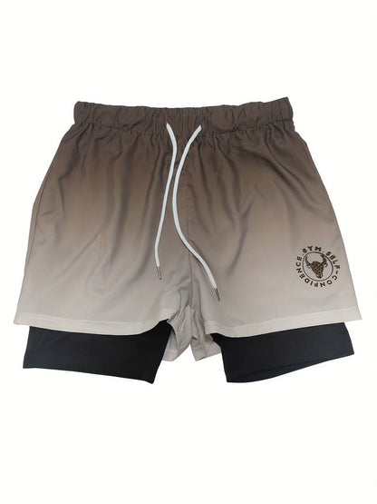 Alexander 2-in-1 dubbellaagse ombre short voor heren