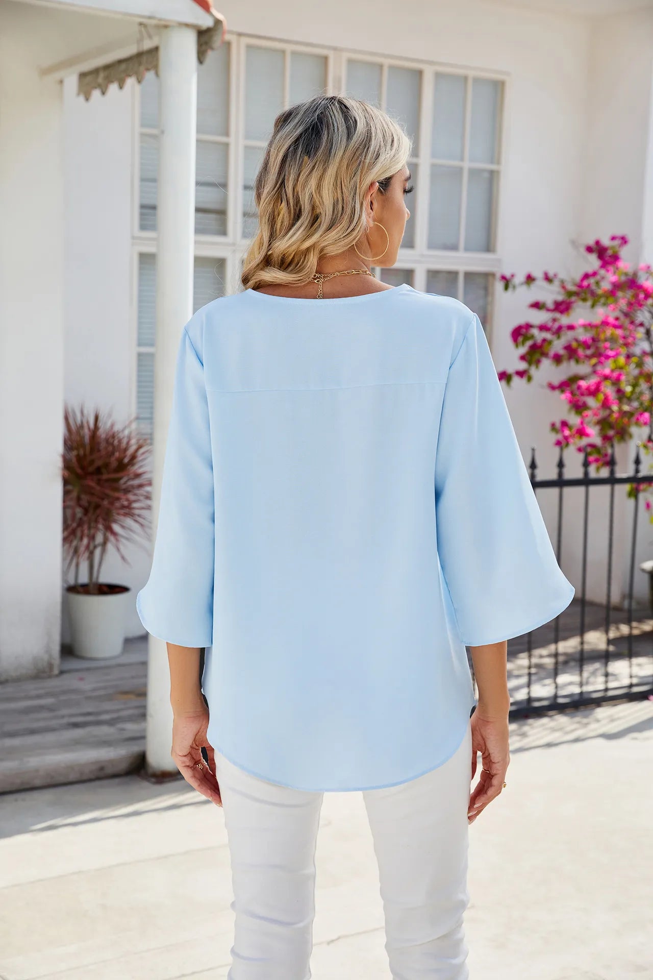 Teresa - Dames Overhemden Korte Mouwen Tops Kapelhals Blouse Elegante Tuniek Shirt