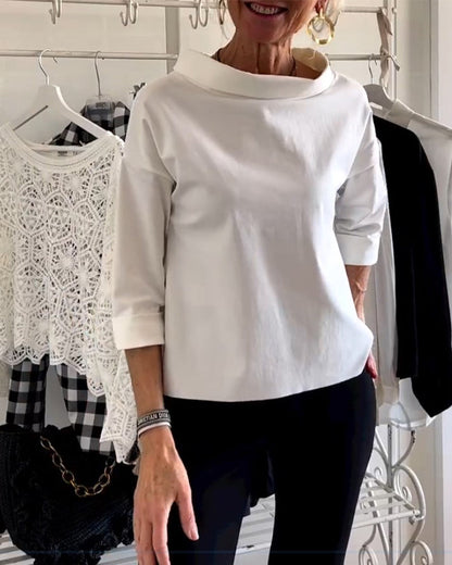 Casual - top met effen revers