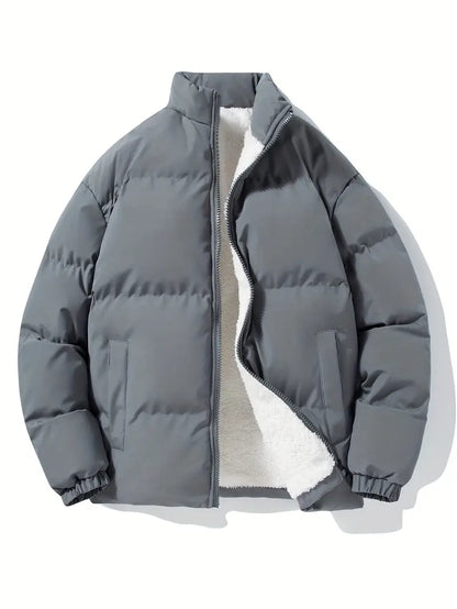 Tomy - Heren Warme Fleece Puffer Jas met Opstaande Kraag en Zakken - Stijlvolle Winterjas