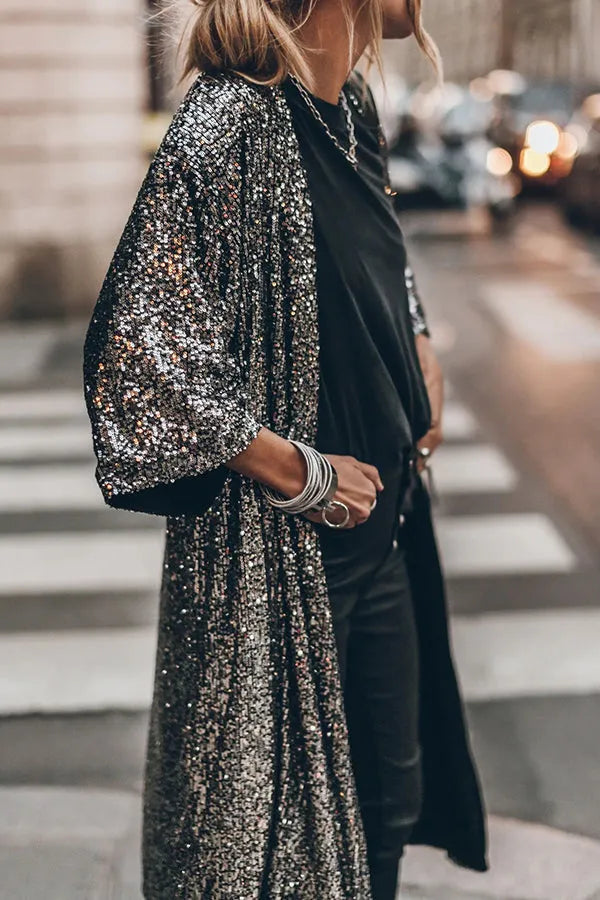 Disco Glamour Kimono met opgenaaide mouwen