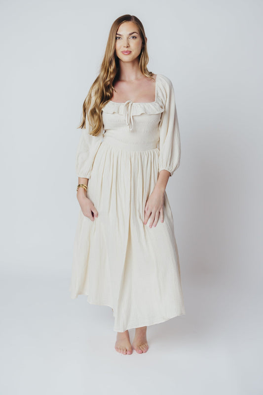 Juliet midi-jurk in crème - maten inbegrepen