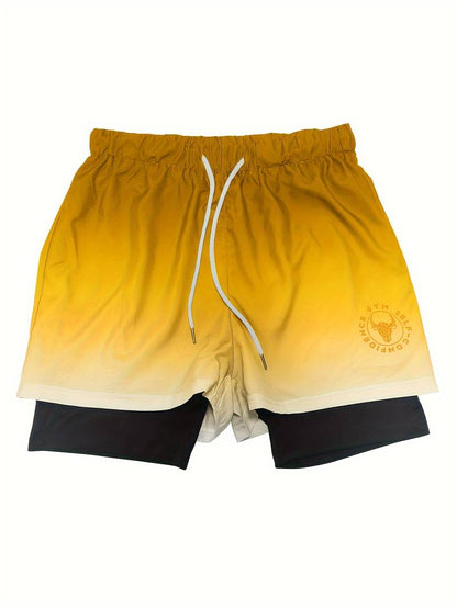 Alexander 2-in-1 dubbellaagse ombre short voor heren