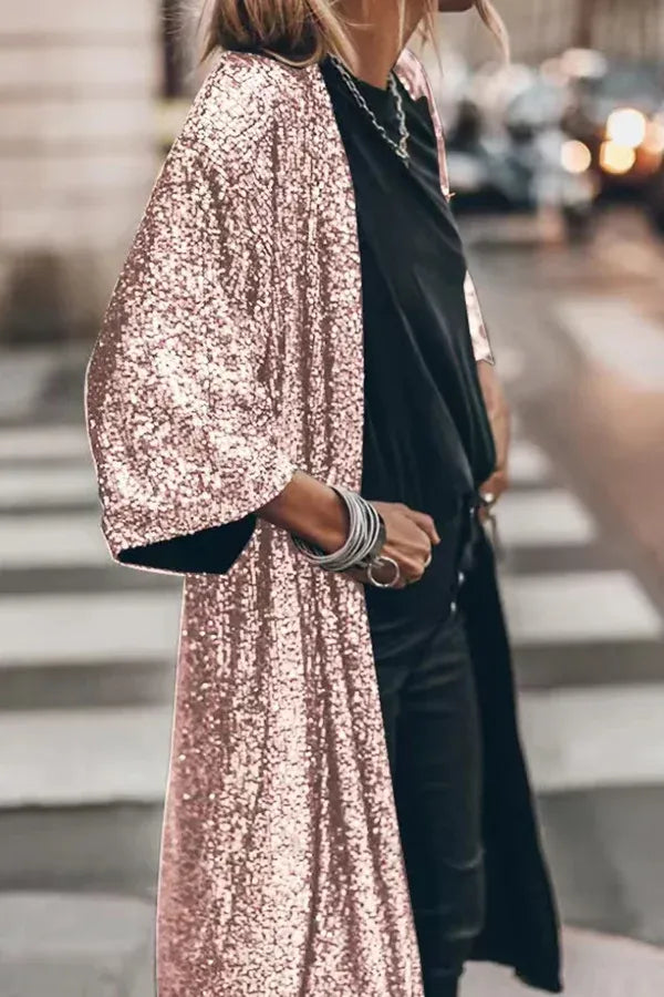 Disco Glamour Kimono met opgenaaide mouwen