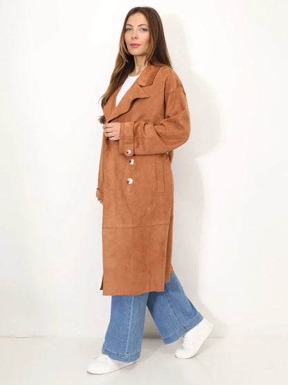 Klassieke winter trenchcoat van suède - Ada