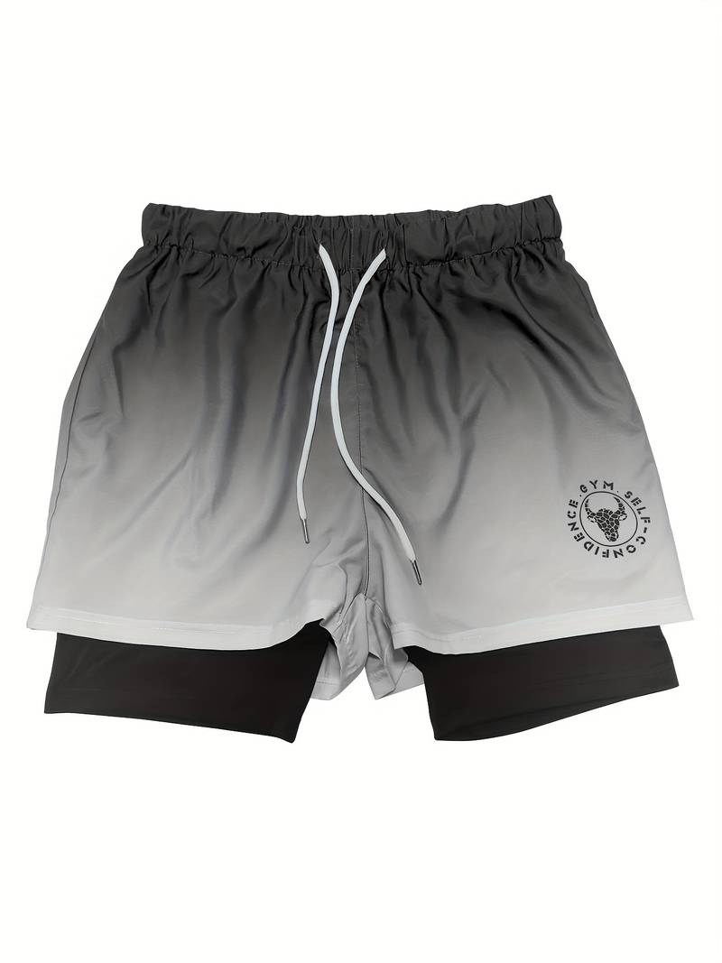 Alexander 2-in-1 dubbellaagse ombre short voor heren