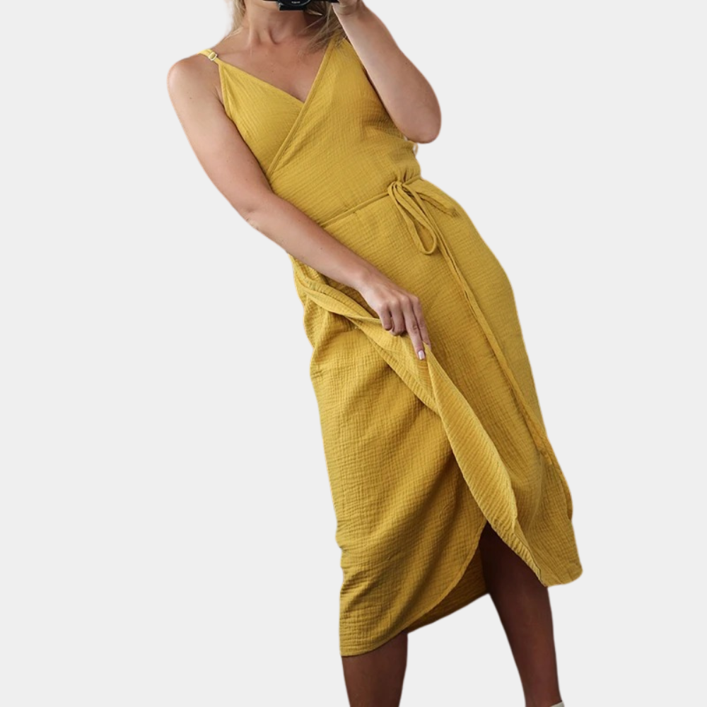Gouden metallic wikkeljurk - Dames | Sissy-Boy Gouden metallic wikkeljurk - Dames | Sissy-Boy