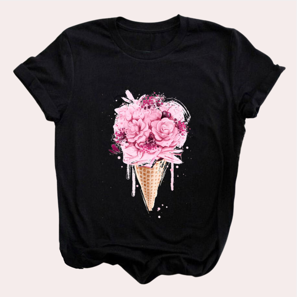 Mirielle - t-shirt voor dames met decoratieve print