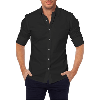 Callan - Oxford Stretchy Shirt Met Rits