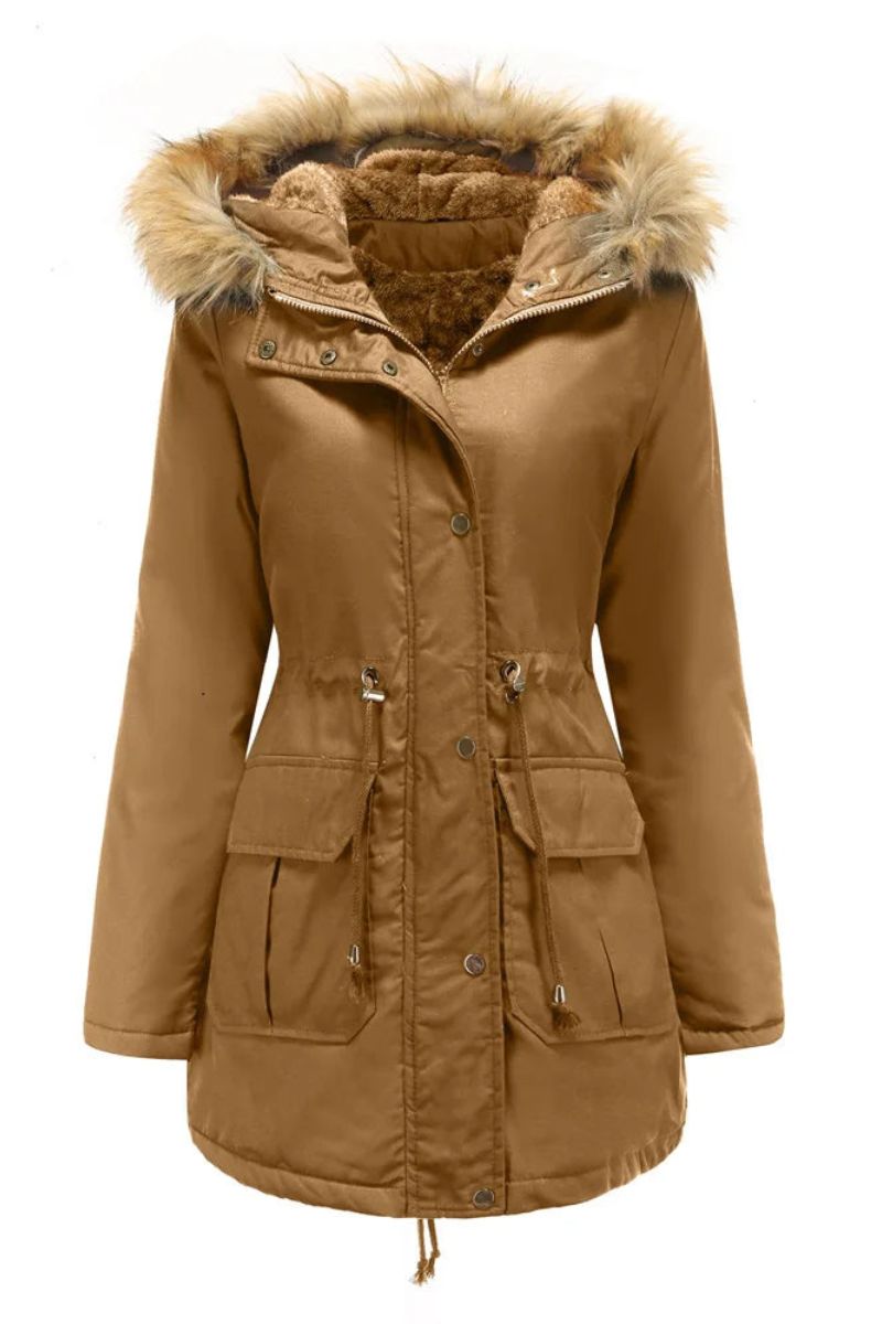 Winterparka met capuchon van imitatiebont voor dames - Fiene