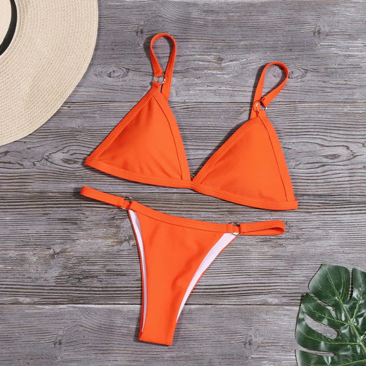 Luisa - oranje bikini met ringdetails