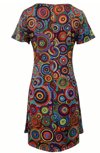 Ella - veelkleurige boho-jurk met grafische print