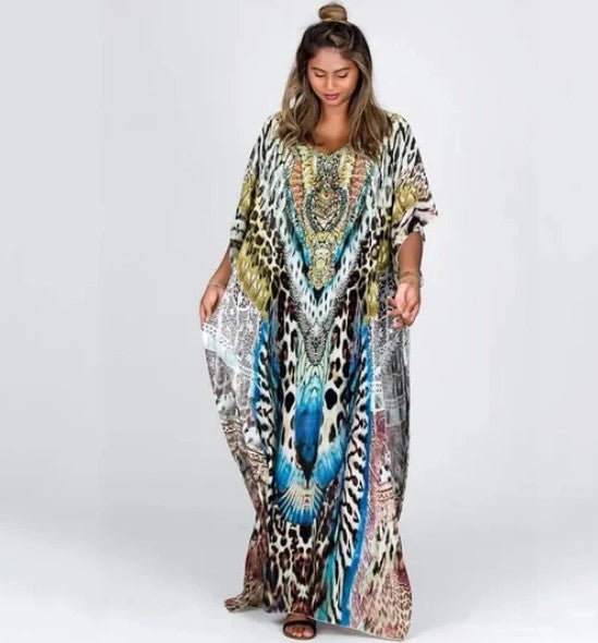 Harper veelkleurige boho jurk met grafische print