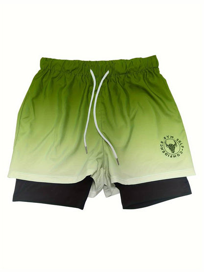 Alexander 2-in-1 dubbellaagse ombre short voor heren