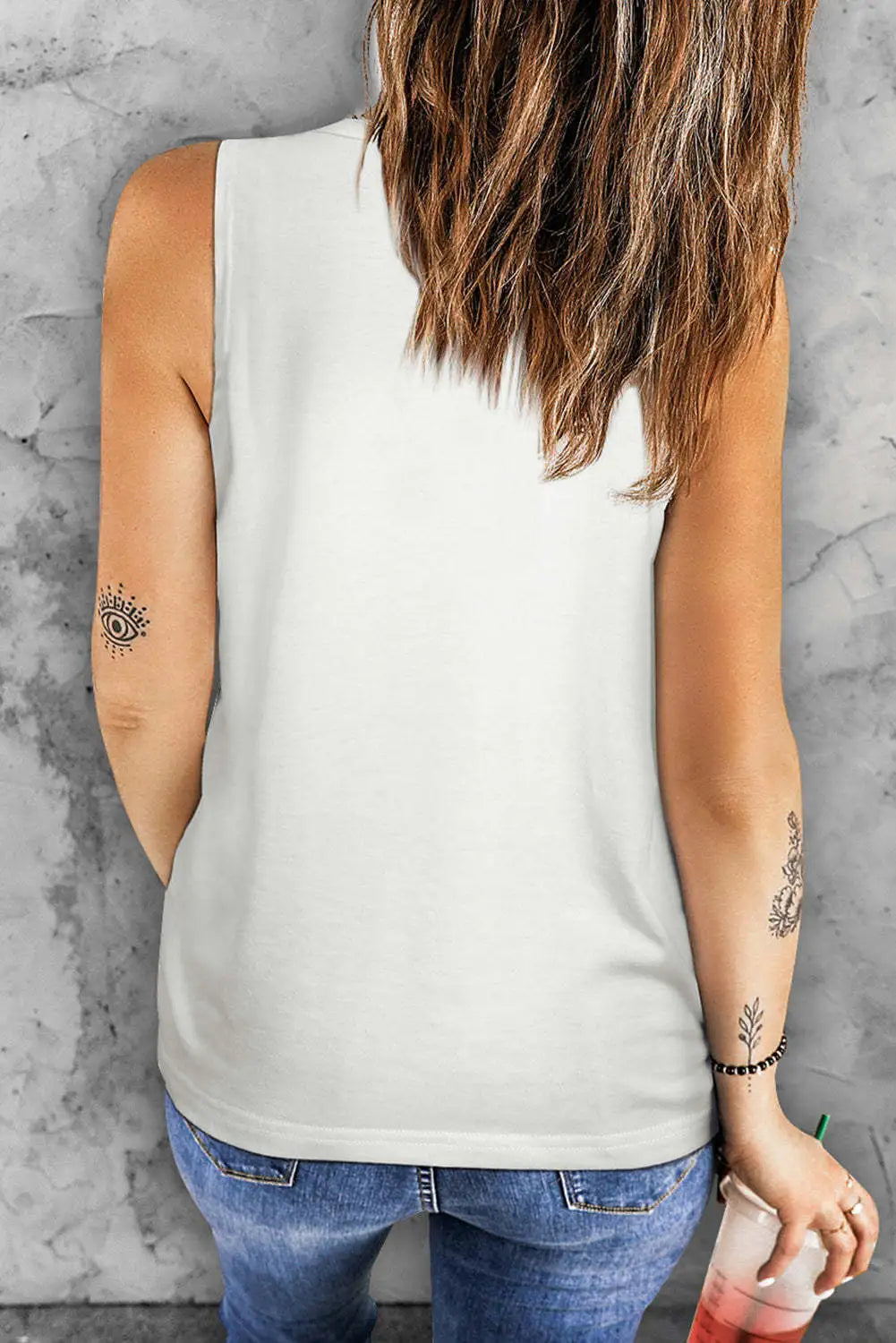 Zonnebloem Butterfly Crew Neck Straight Tank Top