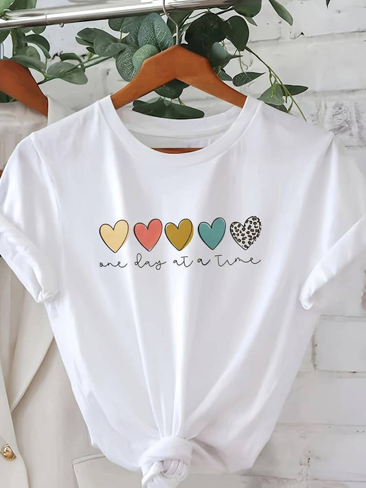 Chloe – t-shirt met hartletterprint en ronde hals