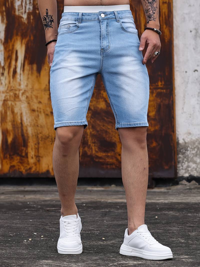 James – zomerse denim short met slanke pasvorm