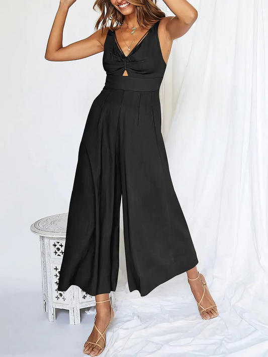 Janna - Hot Sale V-hals uitgesneden jumpsuits met hoge taille