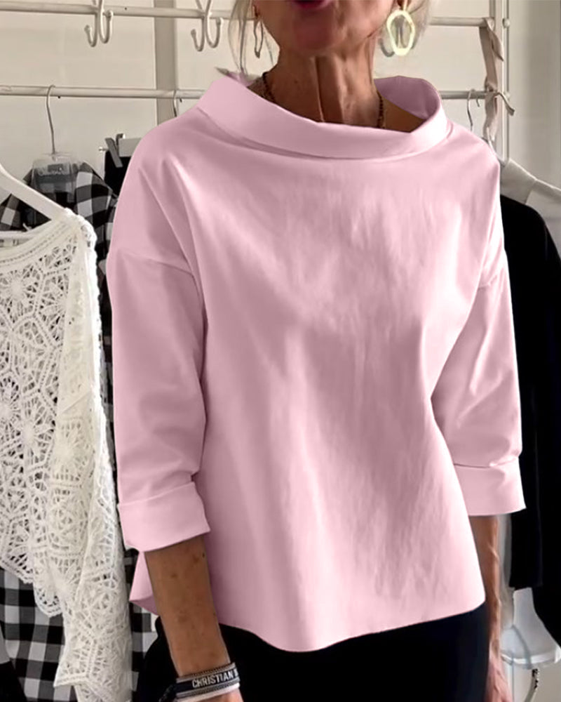 Casual - top met effen revers