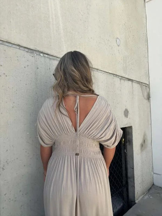 Moeiteloze lange maxi-jurk met V-hals en split