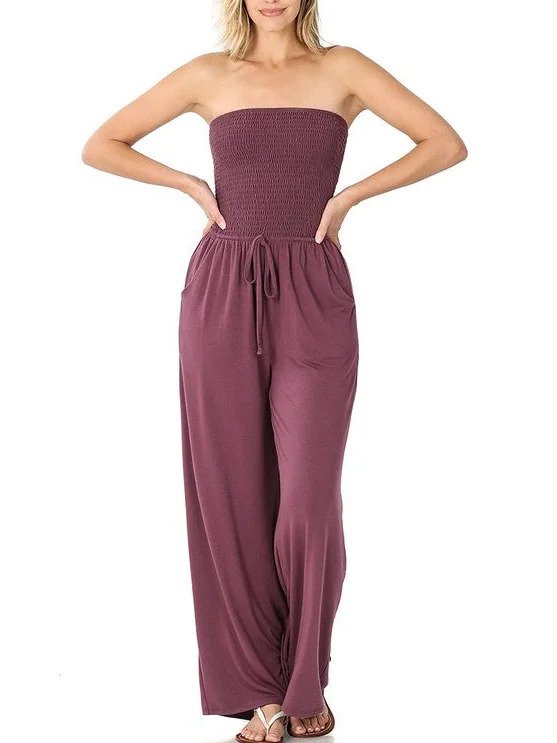 Effen Off-Shoulder Jumpsuit Met Ruches