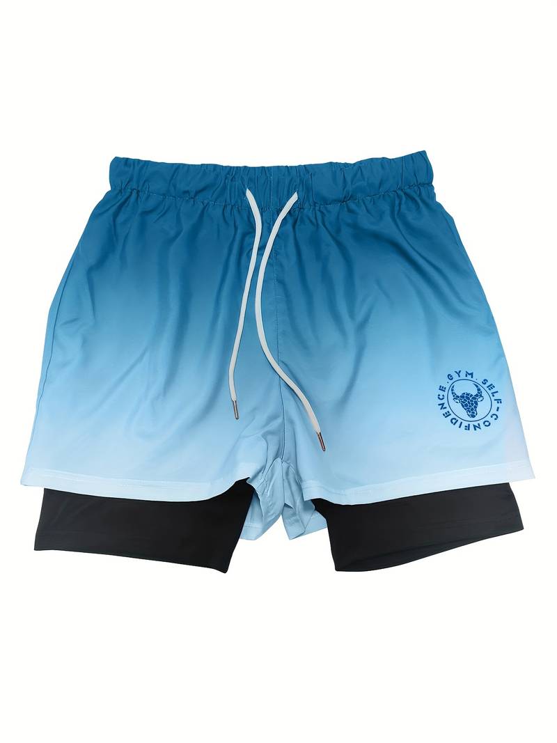 Alexander 2-in-1 dubbellaagse ombre short voor heren