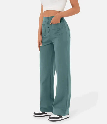 Fitaaly | High-waisted elastische casual broek™