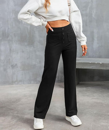 Gyula - Elastische casual broek met hoge taille