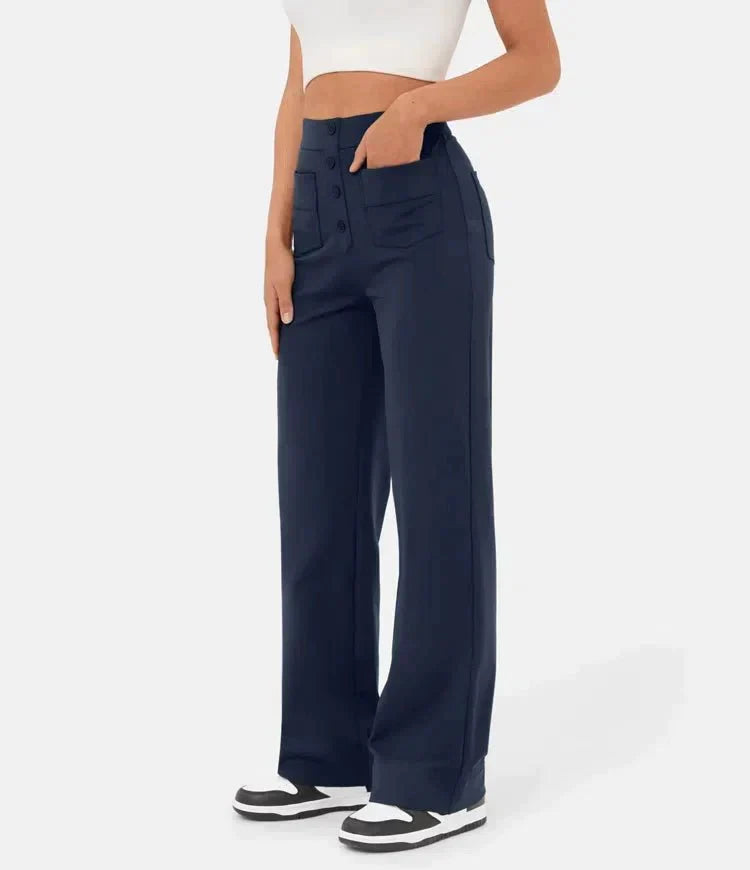 Fitaaly | High-waisted elastische casual broek™